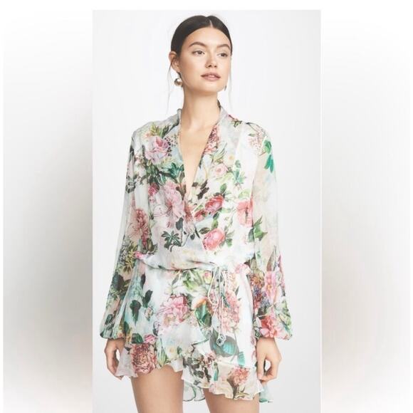 Rococo Sand Isa Wrap Dress Size XS Silk Floral Long Sleeve Mini Bohemian Resort - Picture 2 of 14